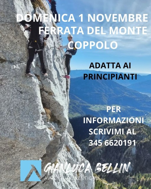 ⛰️ Una cresta spettacolare, panorami infiniti e la montagna da vivere passo dopo passo!
Se ami la montagna e vuoi concludere la stagione delle ferrate con una bella avventura, questa uscita fa per te! 💪
La ferrata del Monte Coppolo è un itinerario di media difficoltà, con un dislivello contenuto ma un grande sviluppo panoramico: circa 2 km di cresta da percorrere immersi in un ambiente davvero spettacolare!
🌄 Lungo il percorso potremo ammirare:
🏔️ Le magnifiche Dolomiti
⛰️ L’intero gruppo dei Lagorai
🤩 Panorami aperti e scorci mozzafiato, con la soddisfazione di percorrere una splendida cresta di montagna!
📅 QUANDO? Domenica 1 novembre
📍 DOVE? Ferrata del Monte Coppolo
🧗 DIFFICOLTÀ: Media
🎒 Vieni a vivere questa avventura insieme a me!
Che tu voglia metterti alla prova o semplicemente trascorrere una giornata speciale in montagna, ti accompagnerò lungo il percorso per vivere la ferrata con attenzione, sicurezza e il piacere di condividere la passione per la montagna.
📲 POSTI LIMITATI!
Per informazioni e iscrizioni, scrivimi in privato oppure chiamami!
📞 +39 345 6620191
🌐 www.gianlucabellin.it
🔥 La montagna ti aspetta. Tu ci sei?
#FerrataMonteCoppolo #Ferrate #GuidaAlpina #GianlucaBellin #Dolomiti